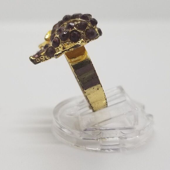 Gold Purple Stones Elephant Ring - Picture 3 of 5